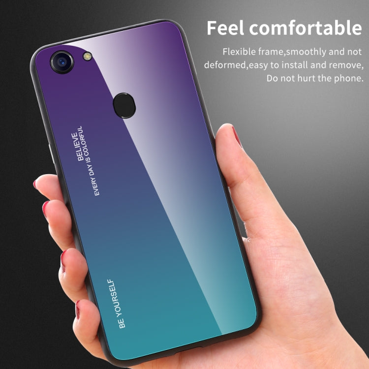 For OPPO F5 Gradient Color Glass Case(Purple) by buy2fix