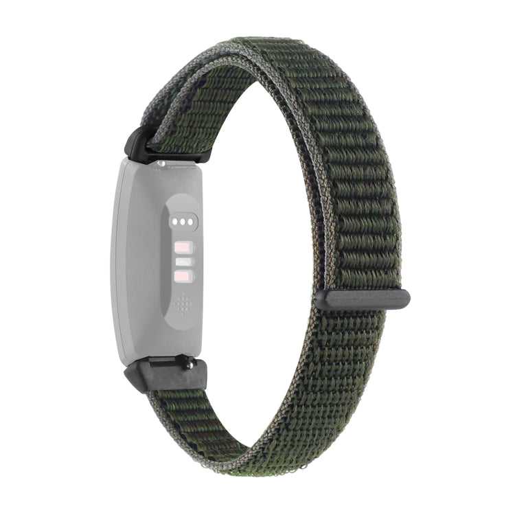 For Fitbit Inspire 2 Nylon Loop Strap Watch Band(Army Green) - Watch Bands by buy2fix | Online Shopping UK | buy2fix