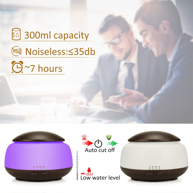 Wood Grain Humidifier Air Purifier Ultrasonic Atomization Household Aromatherapy Machine with Colorful LED Light Automatic Alcohol Sprayer, Plug Specification:US Plug(Light Brown) - Air Purifiers & Accessories by buy2fix | Online Shopping UK | buy2fix