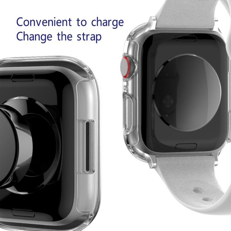 2 in 1 PC Frame + Tempered Glass Protector Case For Apple Watch Series 9 / 8 / 7 41mm(Transparent) by buy2fix
