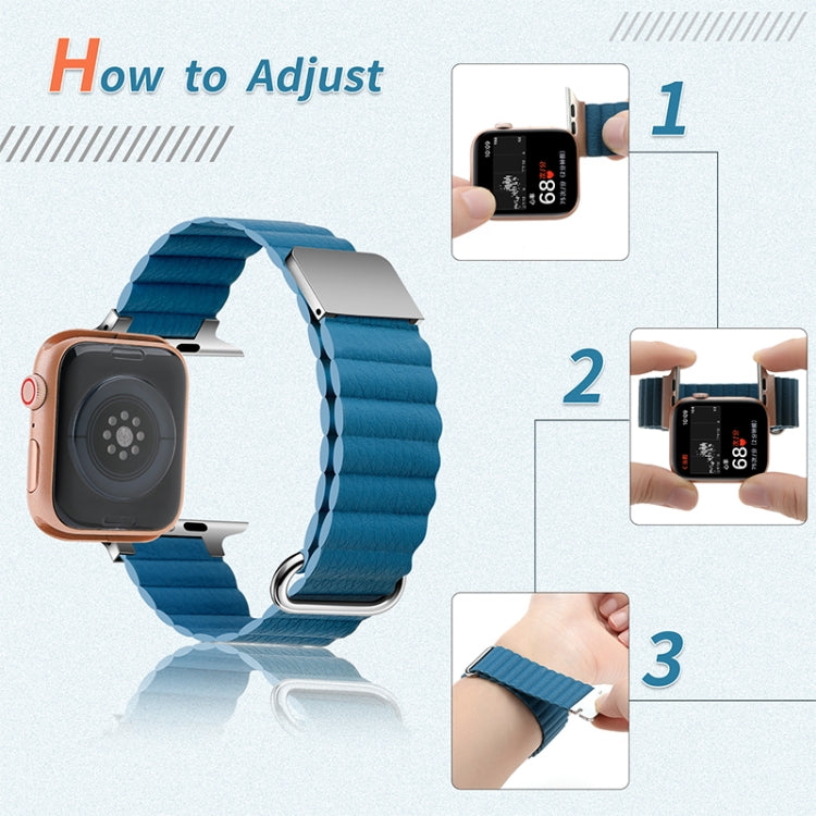 Magnetic Leather Strap Watch Band For Apple Watch Series 9&8&7 41mm / SE 3&SE 2&6&SE&5&4 40mm / 3&2&1 38mm(Rose Gold Buckle Crimson Cherry) by buy2fix