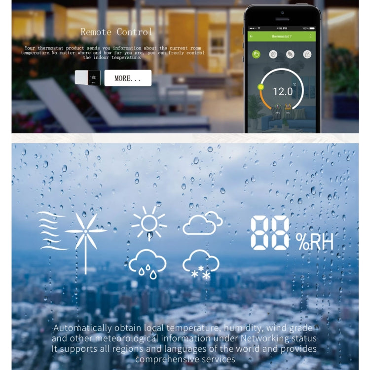 BHT-005-GCLW 220V AC 3A Smart Home Heating Thermostat for EU Box, Control Boiler Heating with Only Internal Sensor & WIFI Connection - Thermostat & Thermometer by buy2fix | Online Shopping UK | buy2fix