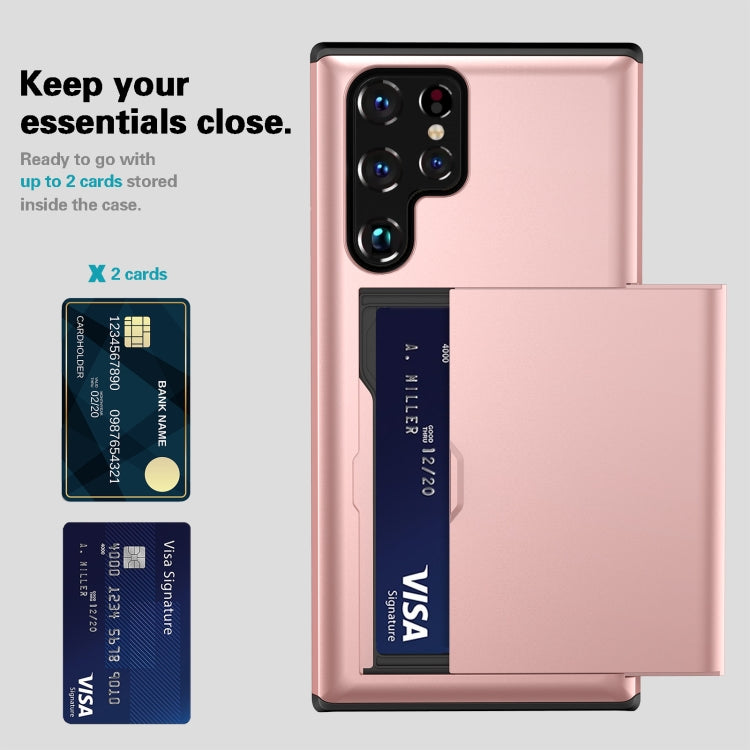 For Samsung Galaxy S22 Ultra 5G Shockproof Armor Phone Case with Card Slot(Blue) - Galaxy S22 Ultra 5G Cases by buy2fix | Online Shopping UK | buy2fix