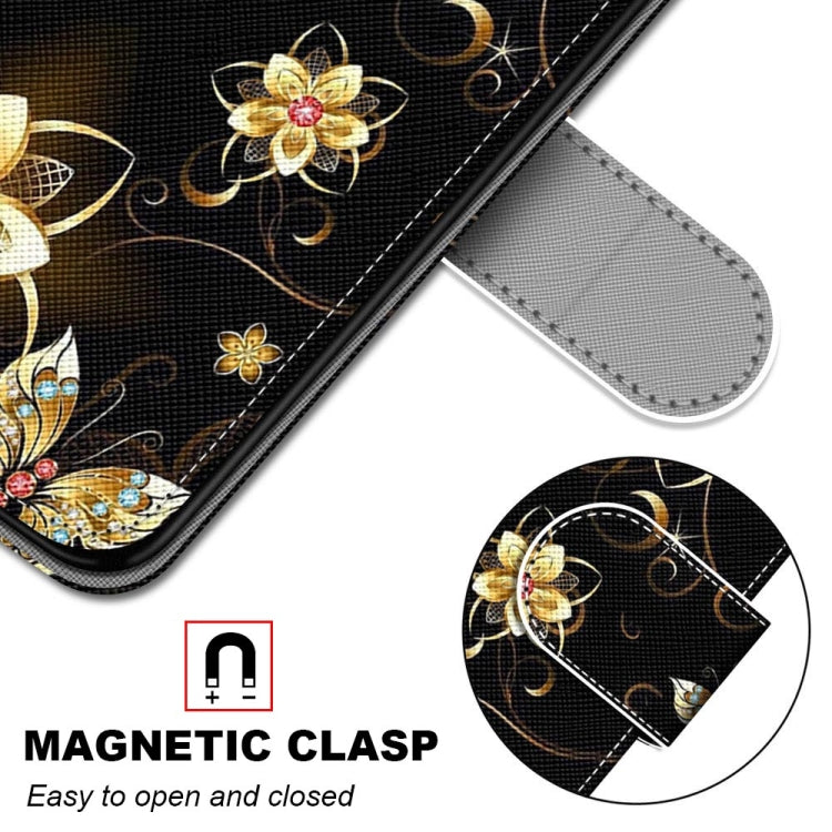 For Samsung Galaxy A53 5G Coloured Drawing Cross Texture Horizontal Flip Leather Phone Case with Holder & Card Slots & Wallet & Lanyard(Gold Diamond Butterfly) - Galaxy Phone Cases by buy2fix | Online Shopping UK | buy2fix