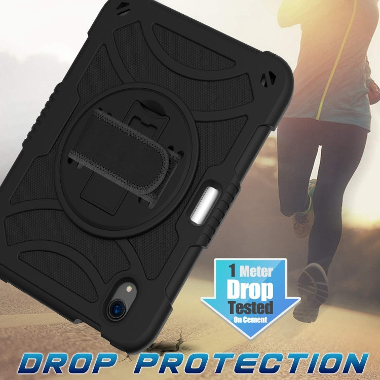 For iPad mini 6 Shockproof PC + Silicone Combination Tablet Case with Holder & Hand Strap & Shoulder Strap(Black) - Apple Accessories by buy2fix | Online Shopping UK | buy2fix