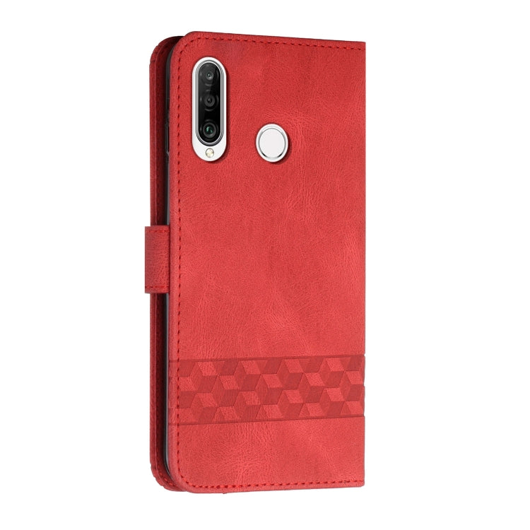 For Huawei P Smart 2019 Cubic Skin Feel Flip Leather Phone Case(Red) - Huawei Cases by buy2fix | Online Shopping UK | buy2fix
