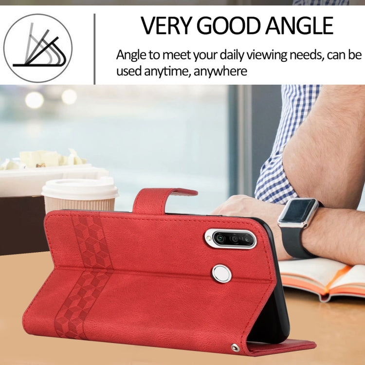 For Huawei P Smart 2019 Cubic Skin Feel Flip Leather Phone Case(Red) - Huawei Cases by buy2fix | Online Shopping UK | buy2fix