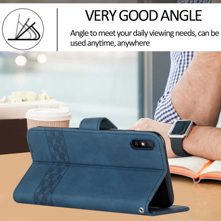 For Huawei Y5 2019 Cubic Skin Feel Flip Leather Phone Case(Royal Blue) - Huawei Cases by buy2fix | Online Shopping UK | buy2fix
