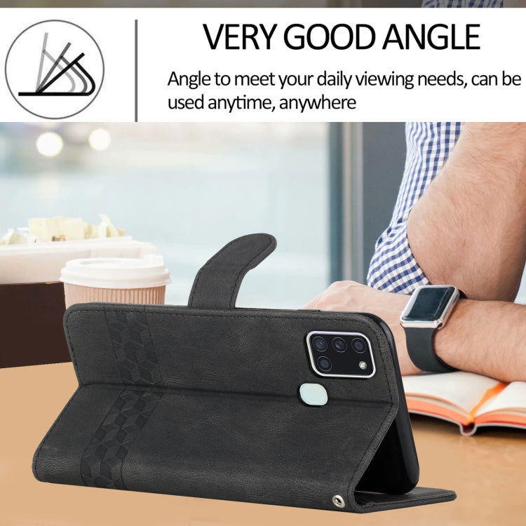 For OPPO Realme 7i Cubic Skin Feel Flip Leather Phone Case(Black) - Realme Cases by buy2fix | Online Shopping UK | buy2fix