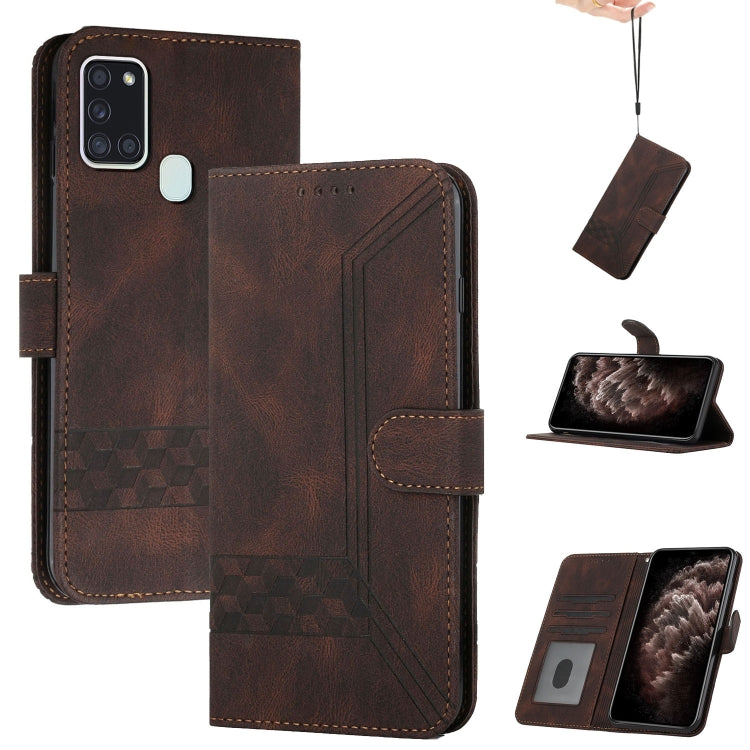 For OPPO Realme 7i Cubic Skin Feel Flip Leather Phone Case(Dark Brown) - Realme Cases by buy2fix | Online Shopping UK | buy2fix