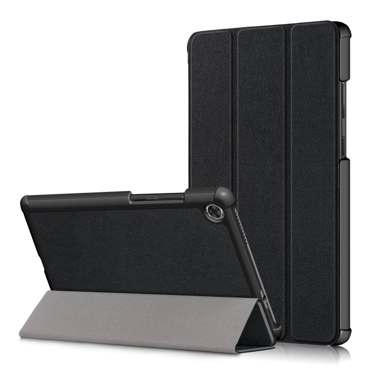 For Lenovo Tab M8 Custer Texture Horizontal Flip Smart TPU Leather Case with Three-folding Holder(Black) - Lenovo by buy2fix | Online Shopping UK | buy2fix