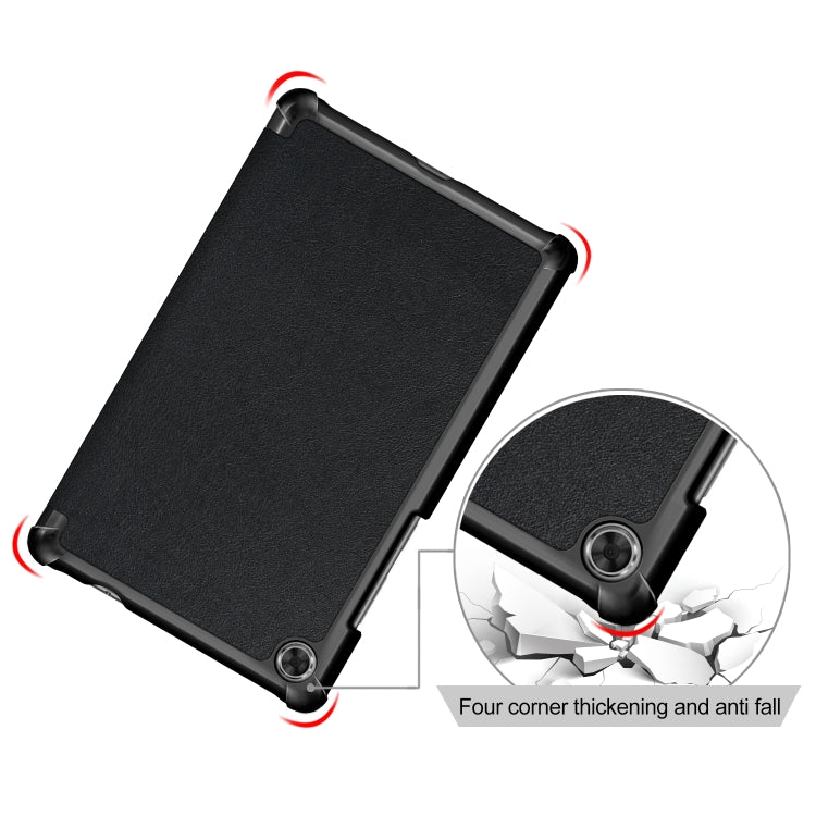 For Lenovo Tab M8 Custer Texture Horizontal Flip Smart TPU Leather Case with Three-folding Holder(Black) - Lenovo by buy2fix | Online Shopping UK | buy2fix