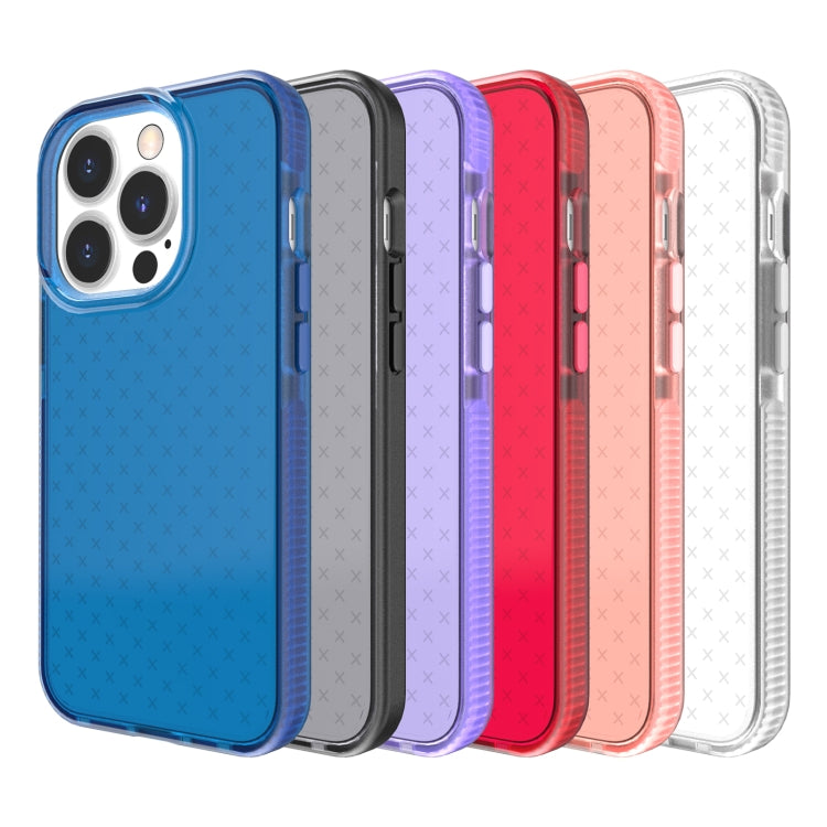For iPhone 13 Pro Max Grid Pattern Shockproof Transparent TPU Phone Case (White) by buy2fix