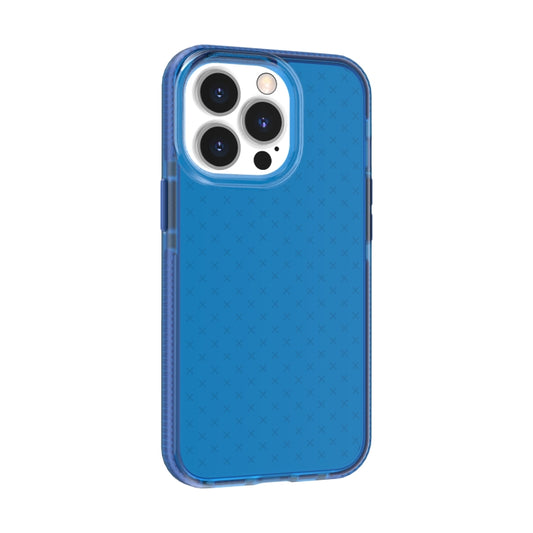 For iPhone 13 Pro Grid Pattern Shockproof Transparent TPU Phone Case (Blue) by buy2fix