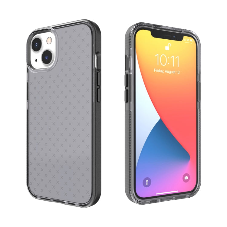 For iPhone 13 Grid Pattern Shockproof Transparent TPU Phone Case(Black) - iPhone 13 Cases by buy2fix | Online Shopping UK | buy2fix