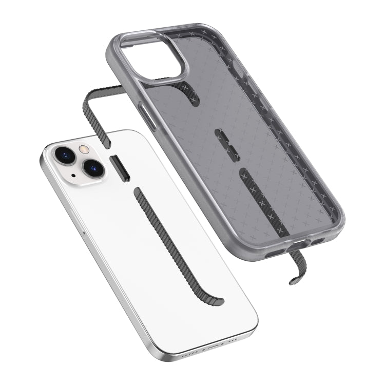 For iPhone 13 Grid Pattern Shockproof Transparent TPU Phone Case(Black) - iPhone 13 Cases by buy2fix | Online Shopping UK | buy2fix