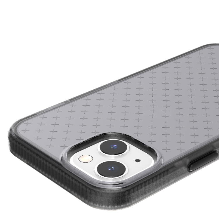 For iPhone 13 Grid Pattern Shockproof Transparent TPU Phone Case(Black) - iPhone 13 Cases by buy2fix | Online Shopping UK | buy2fix