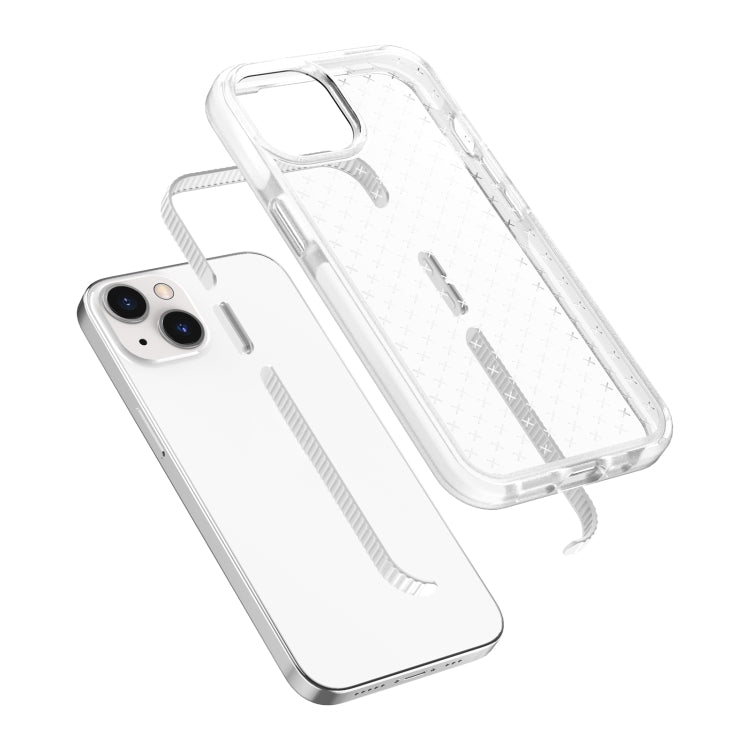 For iPhone 13 Grid Pattern Shockproof Transparent TPU Phone Case(White) - iPhone 13 Cases by buy2fix | Online Shopping UK | buy2fix