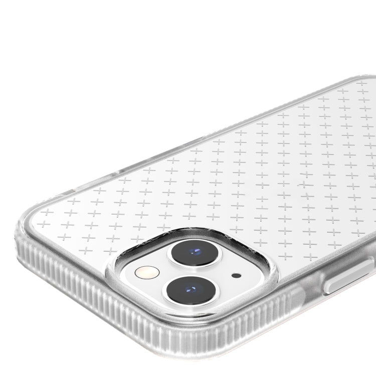 For iPhone 13 Grid Pattern Shockproof Transparent TPU Phone Case(White) - iPhone 13 Cases by buy2fix | Online Shopping UK | buy2fix