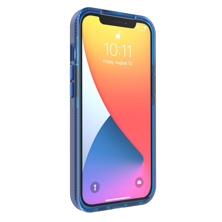 For iPhone 13 Grid Pattern Shockproof Transparent TPU Phone Case(Blue) - iPhone 13 Cases by buy2fix | Online Shopping UK | buy2fix