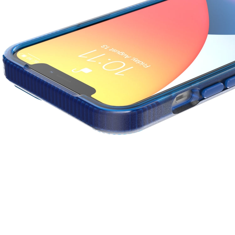 For iPhone 13 Grid Pattern Shockproof Transparent TPU Phone Case(Blue) - iPhone 13 Cases by buy2fix | Online Shopping UK | buy2fix