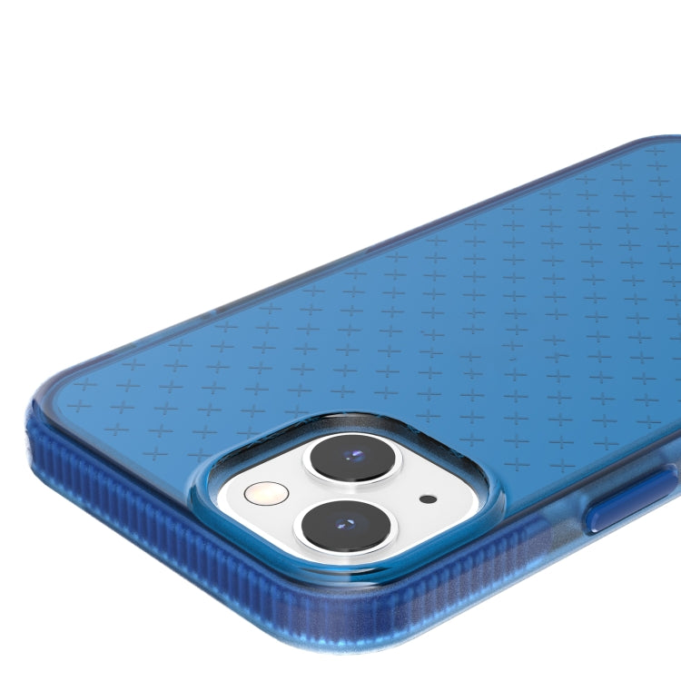 For iPhone 13 Grid Pattern Shockproof Transparent TPU Phone Case(Blue) - iPhone 13 Cases by buy2fix | Online Shopping UK | buy2fix