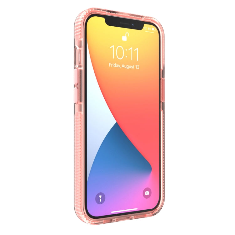 For iPhone 13 Grid Pattern Shockproof Transparent TPU Phone Case(Pink) - iPhone 13 Cases by buy2fix | Online Shopping UK | buy2fix