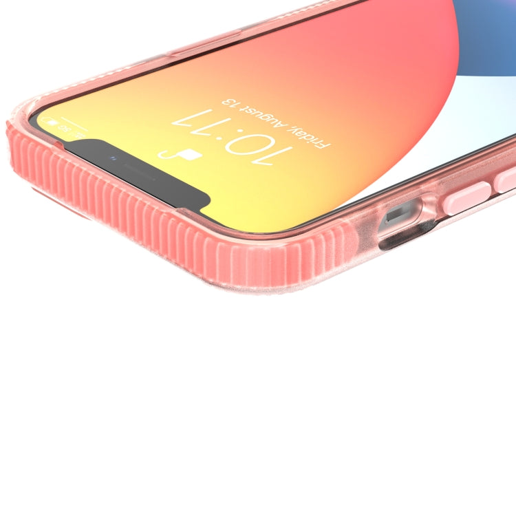For iPhone 13 Grid Pattern Shockproof Transparent TPU Phone Case(Pink) - iPhone 13 Cases by buy2fix | Online Shopping UK | buy2fix