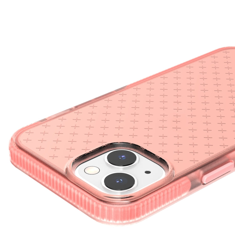For iPhone 13 Grid Pattern Shockproof Transparent TPU Phone Case(Pink) - iPhone 13 Cases by buy2fix | Online Shopping UK | buy2fix