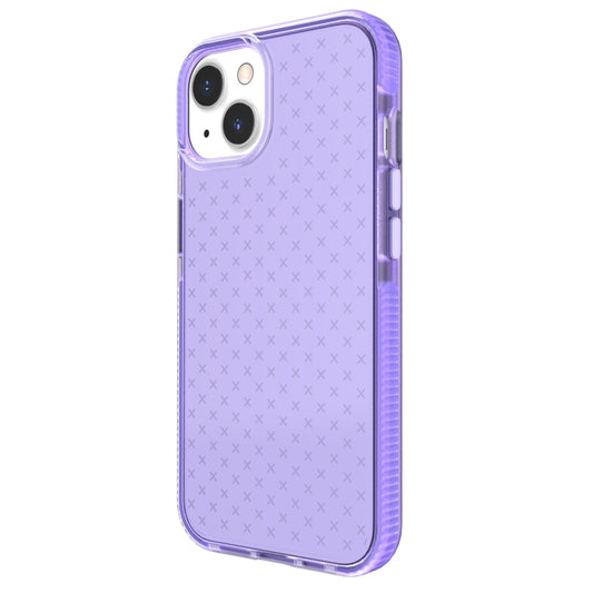 For iPhone 13 Grid Pattern Shockproof Transparent TPU Phone Case(Purple) by buy2fix