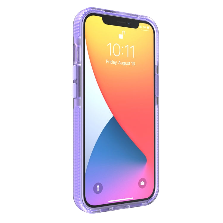 For iPhone 13 Grid Pattern Shockproof Transparent TPU Phone Case(Purple) - iPhone 13 Cases by buy2fix | Online Shopping UK | buy2fix