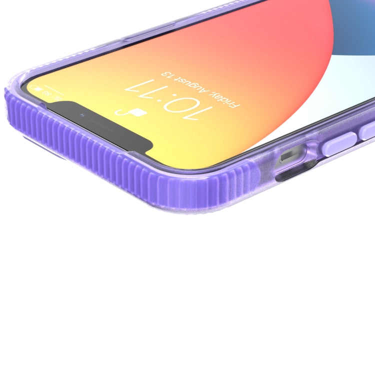 For iPhone 13 Grid Pattern Shockproof Transparent TPU Phone Case(Purple) - iPhone 13 Cases by buy2fix | Online Shopping UK | buy2fix