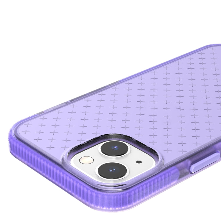 For iPhone 13 Grid Pattern Shockproof Transparent TPU Phone Case(Purple) - iPhone 13 Cases by buy2fix | Online Shopping UK | buy2fix