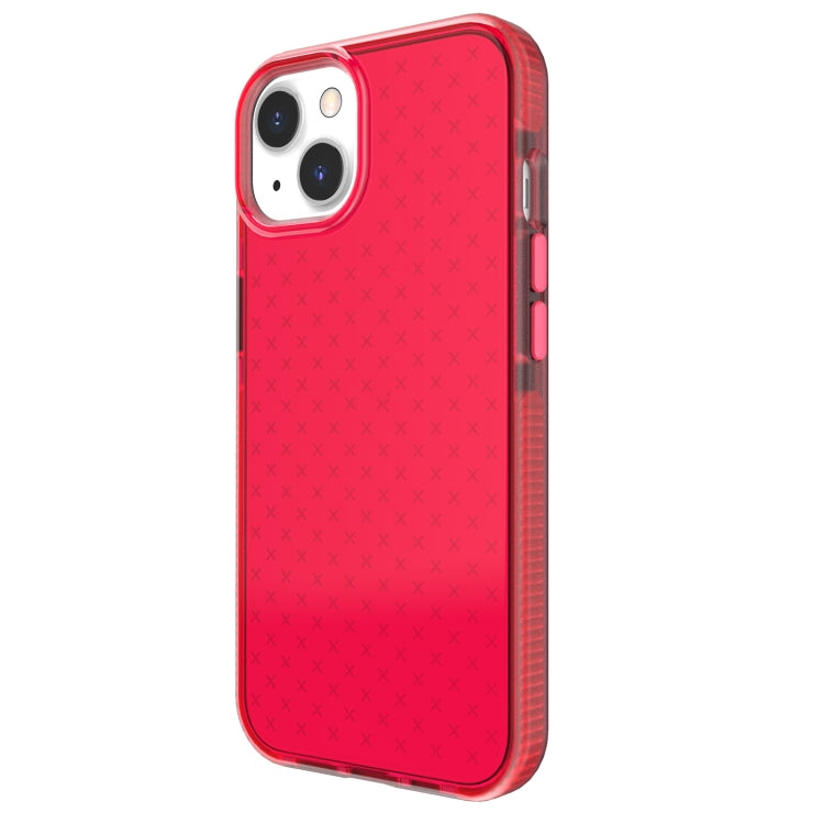 For iPhone 13 Grid Pattern Shockproof Transparent TPU Phone Case(Red) - iPhone 13 Cases by buy2fix | Online Shopping UK | buy2fix