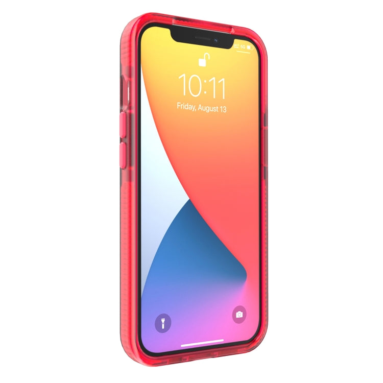 For iPhone 13 Grid Pattern Shockproof Transparent TPU Phone Case(Red) - iPhone 13 Cases by buy2fix | Online Shopping UK | buy2fix