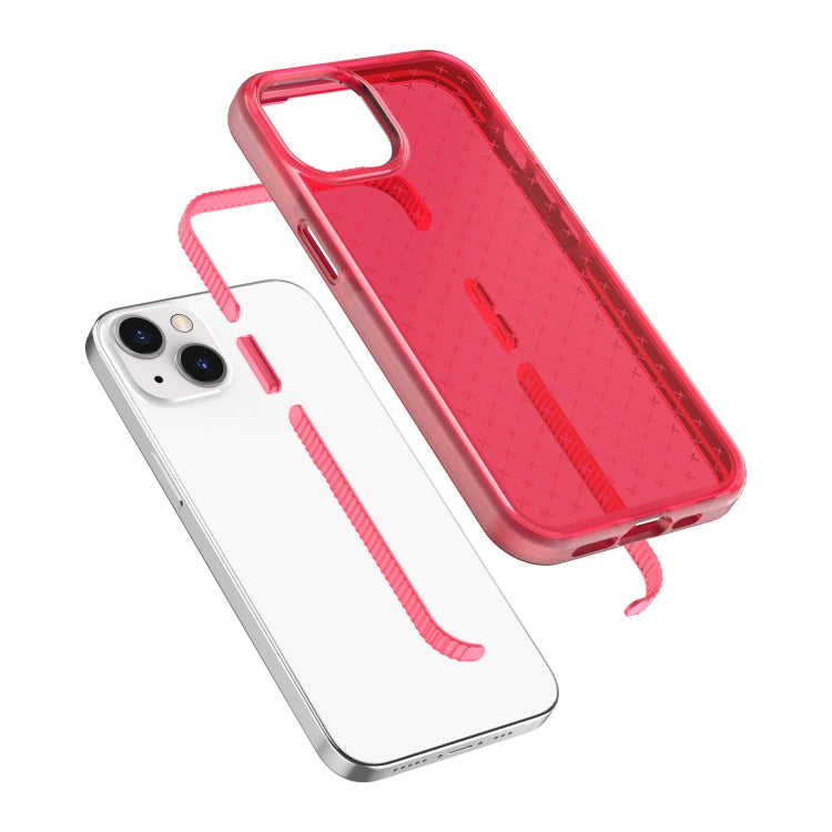 For iPhone 13 Grid Pattern Shockproof Transparent TPU Phone Case(Red) - iPhone 13 Cases by buy2fix | Online Shopping UK | buy2fix