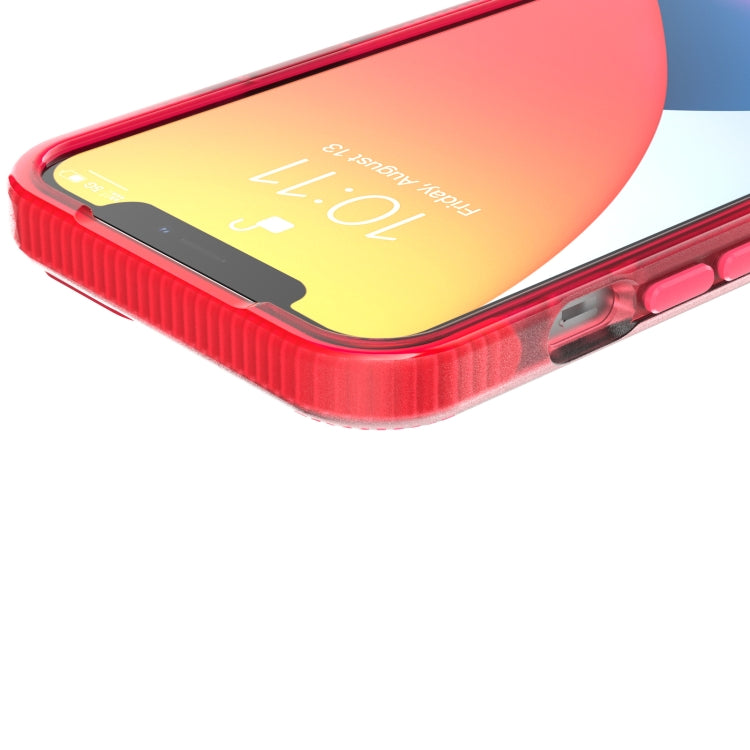 For iPhone 13 Grid Pattern Shockproof Transparent TPU Phone Case(Red) - iPhone 13 Cases by buy2fix | Online Shopping UK | buy2fix