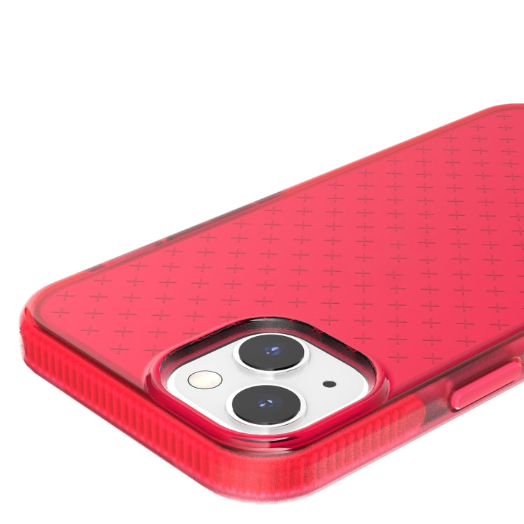 For iPhone 13 Grid Pattern Shockproof Transparent TPU Phone Case(Red) - iPhone 13 Cases by buy2fix | Online Shopping UK | buy2fix