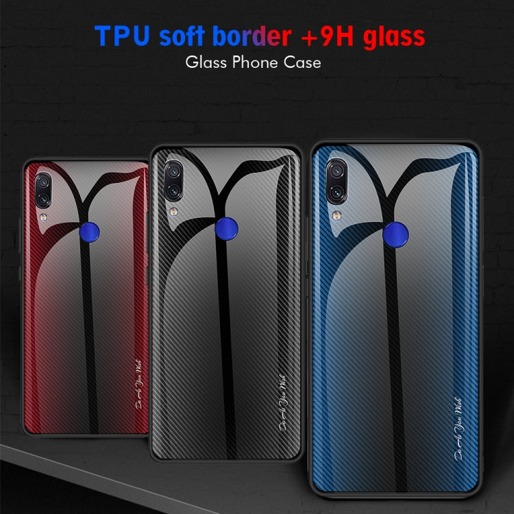 For Xiaomi Redmi Note 7 Texture Gradient Glass Protective Case(Dark Blue) - Xiaomi Cases by buy2fix | Online Shopping UK | buy2fix