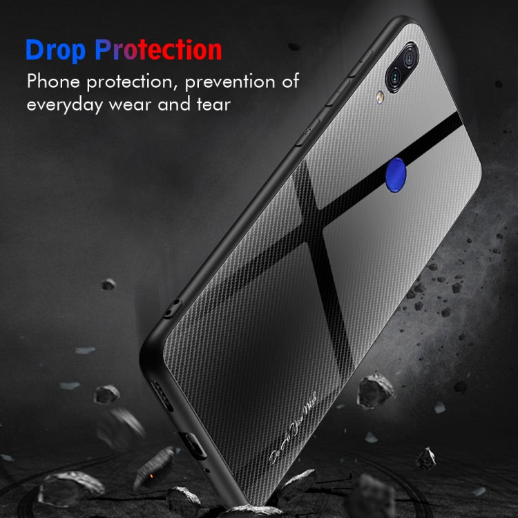 For Xiaomi Redmi Note 7 Texture Gradient Glass Protective Case(Dark Blue) - Xiaomi Cases by buy2fix | Online Shopping UK | buy2fix