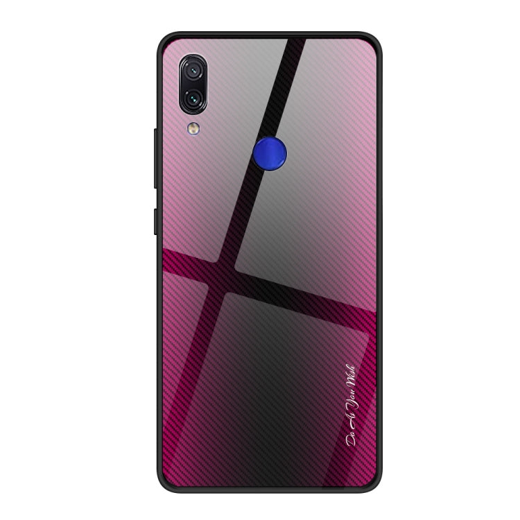 For Xiaomi Redmi Note 7 Texture Gradient Glass Protective Case(Rose Red) - Xiaomi Cases by buy2fix | Online Shopping UK | buy2fix