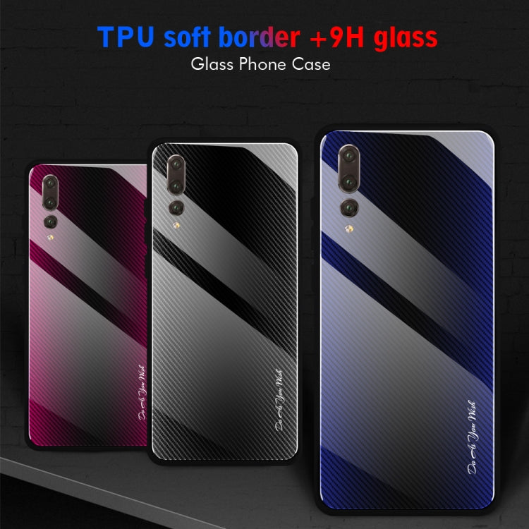 For Huawei P20 Pro Texture Gradient Glass Protective Case(Black) - Huawei Cases by buy2fix | Online Shopping UK | buy2fix