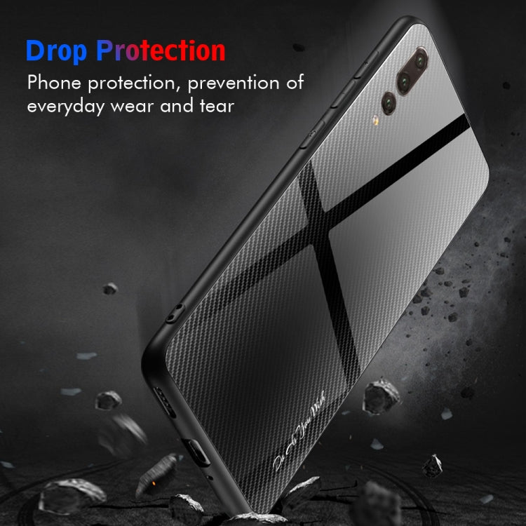 For Huawei P20 Pro Texture Gradient Glass Protective Case(Black) - Huawei Cases by buy2fix | Online Shopping UK | buy2fix