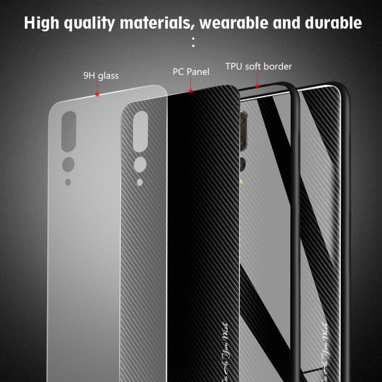 For Huawei P20 Pro Texture Gradient Glass Protective Case(Black) - Huawei Cases by buy2fix | Online Shopping UK | buy2fix