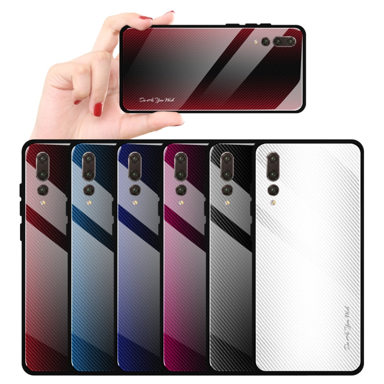 For Huawei P20 Pro Texture Gradient Glass Protective Case(Black) - Huawei Cases by buy2fix | Online Shopping UK | buy2fix