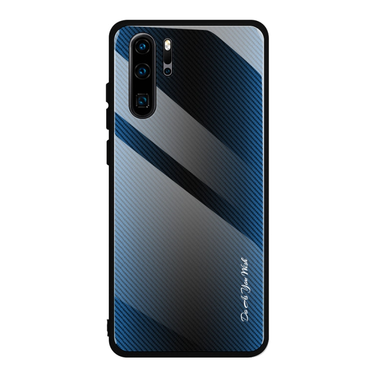 For Huawei P30 Pro Texture Gradient Glass Protective Case(Blue) - Huawei Cases by buy2fix | Online Shopping UK | buy2fix