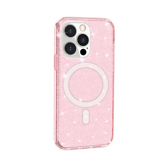 For iPhone 13 Pro Max Terminator Style Glitter Powder MagSafe Magnetic Phone Case (Pink) by buy2fix