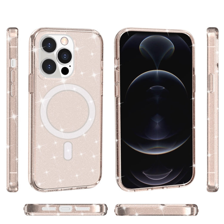 For iPhone 13 Pro Max Terminator Style Glitter Powder MagSafe Magnetic Phone Case (Gold) - iPhone 13 Pro Max Cases by buy2fix | Online Shopping UK | buy2fix
