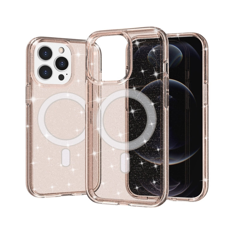 For iPhone 13 Pro Max Terminator Style Glitter Powder MagSafe Magnetic Phone Case (Gold) - iPhone 13 Pro Max Cases by buy2fix | Online Shopping UK | buy2fix