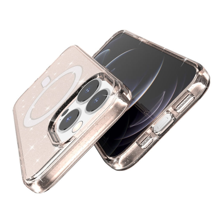 For iPhone 13 Pro Max Terminator Style Glitter Powder MagSafe Magnetic Phone Case (Gold) - iPhone 13 Pro Max Cases by buy2fix | Online Shopping UK | buy2fix